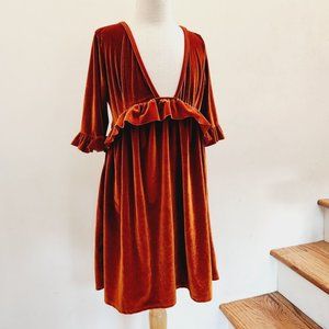 Nasty Gal Collection Orange Velvet Mini dress